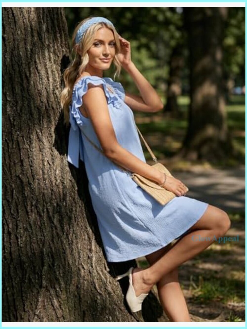Ruffle Sleeve Square Neck Mini Dress with Pockets Casual Shift Sundress - Picture 6 of 7